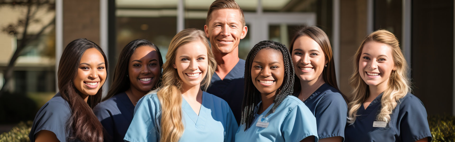 A group of health care staff smiling